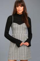 Re:named | Honor Roll Grey Plaid Dress | Size Medium | 100% Polyester | Lulus