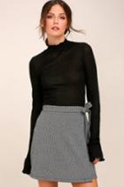 Rd Style Averill Black And White Houndstooth Wrap Mini Skirt | Lulus