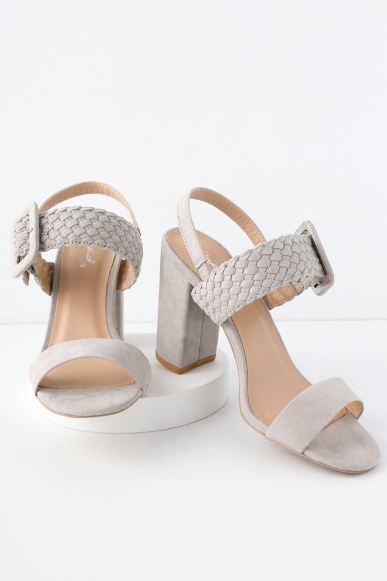 Qupid Cappadocia Light Grey Suede High Heel Sandal Heels | Lulus