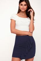 Canistota Navy Blue Ruffle Mini Skirt | Lulus
