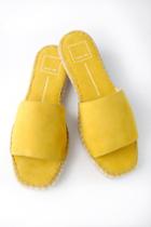 Dolce Vita Bobbi Yellow Suede Leather Espadrille Slides | Lulus
