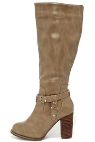 Dbdk Moto Maven Taupe Knee High Heel Boots
