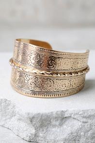 Lulus Celebrated Tradition Gold Cuff Bracelet