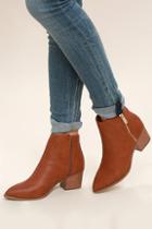 Lulus Illusion Tan Pointed Ankle Booties