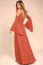 Lulus Glamorous Greeting Rusty Rose Maxi Dress