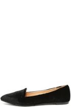 Yoki Lounge Star Black Velvet Pointed Loafers