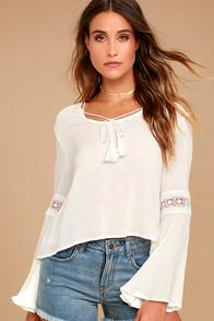 Lulus Run Wild White Lace Long Sleeve Top