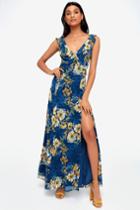 Feeling Fleur-ty Navy Blue Floral Print Ruffled Maxi Dress | Lulus