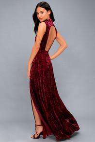 Lulus In The Louvre Burgundy Velvet Backless Maxi Dress