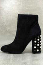 Steve Madden Yvette Black Suede Leather Studded Booties