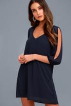 Shifting Dears Navy Blue Long Sleeve Dress | Lulus