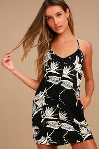 Obey Jones Black Print Shift Dress