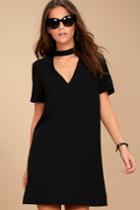 Mono B | Your One And Only Black Cutout Shift Dress | Size Large | 100% Polyester | Lulus
