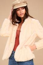 Carmin | Marian Cream Faux Fur Jacket | Size Small | White | 100% Polyester | Lulus