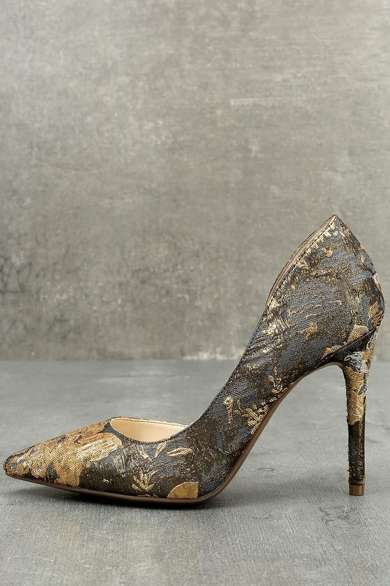 Jessica Simpson | Lucina Metallic Multi Brocade D'orsay Pumps | Size 7.5 | Gold | Lulus