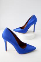 Qupid Canova Blue Lycra Pumps | Lulus