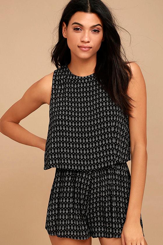 Creative Approach Black Print Romper | Lulus