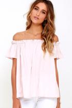 J The Way | Portrait Painter Blush Off-the-shoulder Top | Size Large | Pink | Lulus