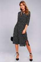 Lulus Save A Spot Black Polka Dot Long Sleeve Midi Dress