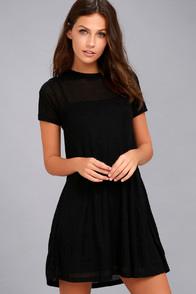 Rvca Knockout Black Ribbed Swing Dress