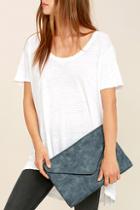 Lulus Classically Composed Slate Blue Clutch