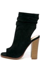 Liliana Only The Latest Black Suede Peep-toe Booties