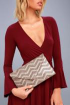 Lulus - Allure Me Bronze And Rose Gold Sequin Print Envelope Clutch