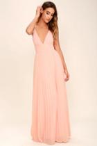 Lulus | Depths Of My Love Peach Maxi Dress | Size X-large | Pink | 100% Polyester