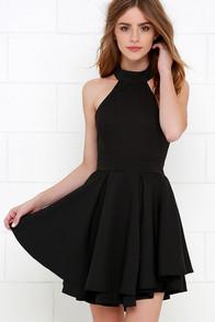 Lulus Dress Rehearsal Black Skater Dress