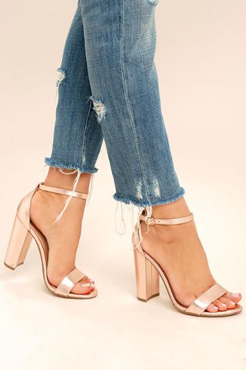 Steve Madden Carrson Rose Gold Leather Ankle Strap Heels | Lulus