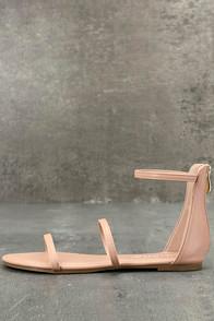 Liliana Lorelei Nude Ankle Strap Flat Sandals