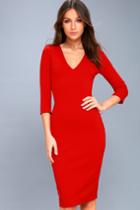 Lulus | Style And Slay Red Bodycon Midi Dress