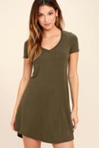 Better Together Olive Green Shirt Dress | Lulus