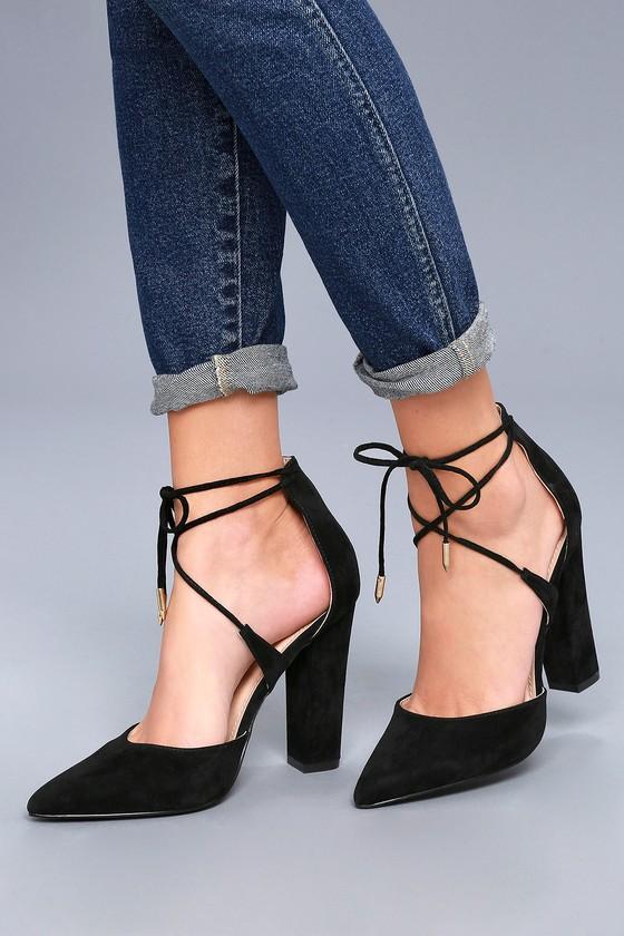 Luna Black Suede Lace-up Heels | Lulus