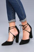 Luna Black Suede Lace-up Heels | Lulus