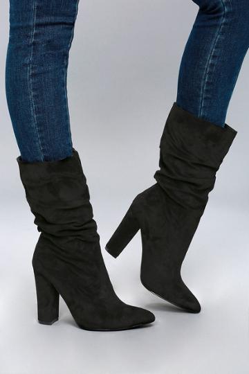 Cape Robbin Paolina Black Slouchy High Heel Mid-calf Boots | Lulus