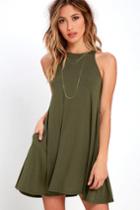 Lulus | Tupelo Honey Olive Green Dress | Size X-small