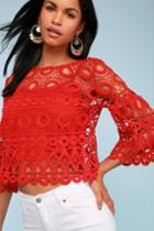 Nearness Of You Red Crochet Crop Top | Lulus