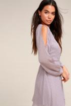 Little Treasure Dusty Purple And Metallic Embroidered Wrap Dress | Lulus