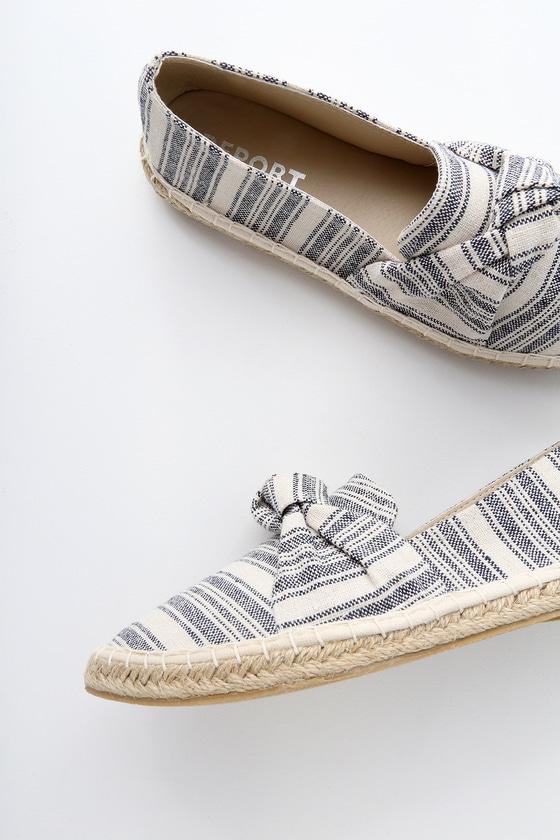 Report Caiti Navy Striped Espadrille Flats | Lulus