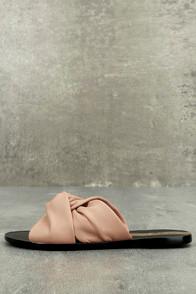 Kaanas Belem Nude Leather Knotted Slide Sandals
