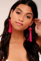 Vanessa Mooney Astrid Fuchsia Tassel Earrings