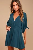 Lulus | Bewitching Teal Blue Dress | Size Small