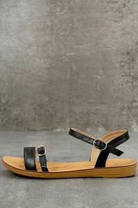 C Label Magena Black Wedge Sandals