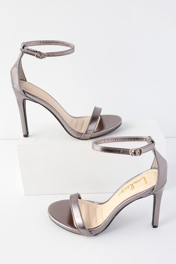 Loveliness Pewter Metallic Ankle Strap Heels | Lulus