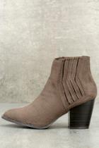 Qupid Ryker Taupe Suede Ankle Booties