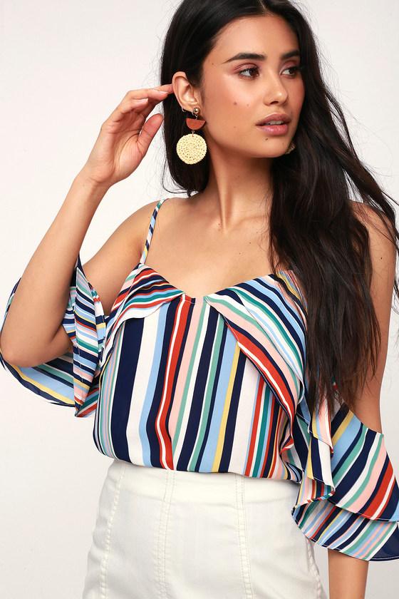 Barsanti Multi Striped Off-the-shoulder Top | Lulus
