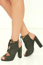 So Me Spoken Word Olive Suede Peep-toe Heels
