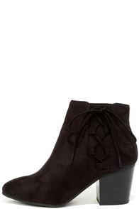 Soda Treat You Right Black Suede Ankle Booties