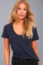 Z Supply | Pleasant Surprise Washed Navy Blue Tee | Size Large | Lulus
